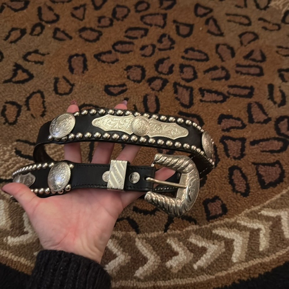 Vintage Al Beres Western Biker Belt with German Silver hardware